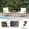 3Pcs Outdoor Rattan Furniture Set Garden Patio Wicker Chair & Side Table Set
