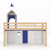 Solid Pine Wood Cabin Bed Mid Sleeper Loft Bunk Bed with Play Tent Ladder Slide