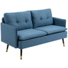 Modern Upholstered Two Seater Sofa for Bedroom Living Room Dark Blue