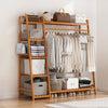 Heavy Duty Wooden Clothes Rail Rack Garment Hanging Stand Corner Open Wardrobe
