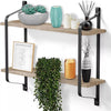 2 Tiers Rustic Floating Shelves Wooden Wall Mounted Shelf Display Rack