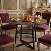 120cm Rustic Wood Dining Table Round Kitchen Table with Shelf Home Furniture