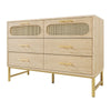 Chests of Drawers Rattan Sideboard Storage Cabinet with 6 Drawers, Oak