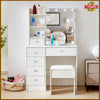 Dressing Table Stool Set with 10 LED Light sliding Mirror Vanity Make up Desk