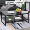 Two-Tier Marble Effect Coffee Table with Metal Frame Living Room Table Black