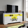 High Gloss 2 Door TV Unit Cabinet 135cm White TV Stand Sideboard Entertainment