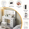 White Dressing Table Wood Makeup Desk with LED Mirror 7 Drawers Stool Bedroom