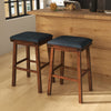 76CM Upholstered Bar Stool Set of 2 Backless Counter Height Stools Dining Chairs
