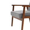 Grey Fabric Accent Chair Scandi Armchair Rubber Wood Frame Single Fireside Sofa