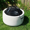Cream Faux Concrete Round MgO Fire Pit Grill 18" BBQ Bowl Camping Heater Burner