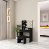 Dressing Table with LED Lights Mirror Vanity Set Makeup Storage 2 Drawers Black