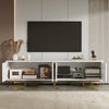 Modern TV Stand Cabinet TV Entertainment Centre Unit mit Gold Metal Legs, White
