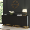 Modern Sideboard I 200cm I Black I Fluted Fronts I Gold Legs I Storage Cabinet