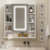 LED Bathroom Mirror Cabinet 3 Color Dimmable Light with Storage Shelves 72x80cm