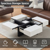 Coffee Table with 4 Drawers Living Room Table Large Storage White+Black