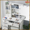 Makeup Desk Vanity Stool Dressing Table with 10 LED Lights Sliding Mirror Set