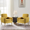 Modern Armchair Sofa Lounge Accent Linen Fabric Chair with Wood Legs Comfy Seat
