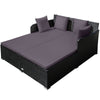 Rattan Garden Daybed Furniture Set Patio Sun Bed 2 Seater Lounger with Cushions