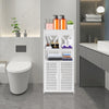 4 Tier Bathroom Storage Cabinet 2 Door Cupboard Free Standing Rack Unit White