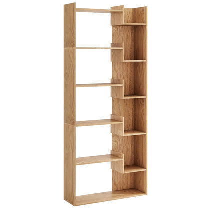 6-Tier Bookshelf Tall Freestanding Bookcase with Anti-Toppling Devices Natural