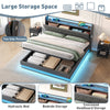 Upholstered Ottoman Bed, 5ft King Bed Frame with Storage, LED, USB Linen Grey