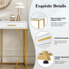 Console Side Table with 2 Drawers Metal Frame, Entryway Hallway Furniture, White