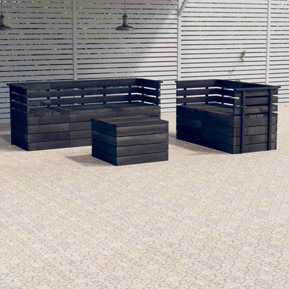 6 Piece Garden Pallet Lounge Set Solid Pinewood Dark Grey