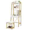 Vanity Table and Stool Set Small Ladder Makeup Dressing Desk with shelves
