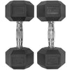 2*10kg Rubber Hex Dumbbells Set Pair Ergo Hand Weights Encased Hexagonal Gym