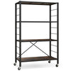 4-Tier Portable Storage Rack Shelves Foldable Shelving Unit w/Lockable Wheels