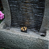 Curved Water Feature Garden Outdoor Fountain Ornament with LED Light Home Decor