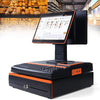 Cash Register POS System 15.6'' Touch Double Screen w/ Printer,Cash Drawer