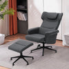 PU Leather Adjustable Armchair and Footrest Swivel Recliner w/Ottoman Grey