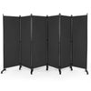6 Panel Room Divider on Wheels Rolling Privacy Screens Portable Freestanding