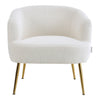 White Teddy Sherpa Upholstered Tub Accent Chair Barrel Chair Occasional Armchair