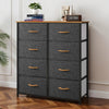 Chest of 8 Drawers, Fabric Storage Dresser with Wood Top, Dark Grey