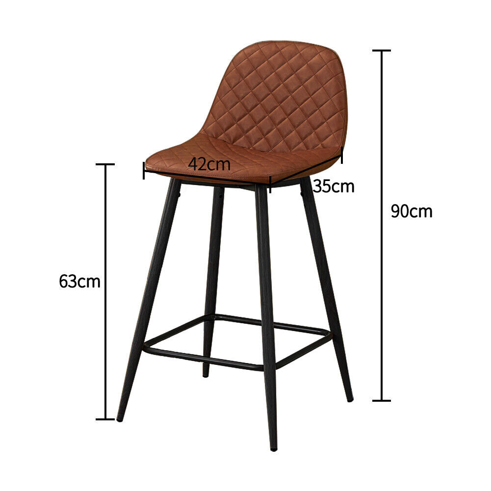 2X Bar Stools Fabric/Faux Leather Pub Chairs Breakfast Kitchen Metal Leg Modern