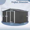 Garden Shed 10X8FT Metal Apex Roof With Free Foundation Base Storage House Anthr