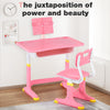 Kids Desk Chair Set School Student Child Kids Study Table Height Adjustable Pink