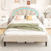 5FT King Soft Velvet Bed Upholstered LED Bed Frame
