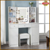 White Dressing Table With Smart LED Mirror Stool 3 drawers Vanity Makeup Desk