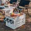 Outdoor Camping Folding Wooden Lid Car Storage Box Picnic Food Hiking Container