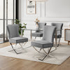 2x Button Back Dining Room Chairs Stainless Steel Legs Padded Seat Accent Chair
