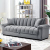 Convertible 3 Seater Velvet Fabric Grey Comfortable Storage Ottoman Sofa Bed