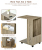 C Shaped Side End Table Rolling Bedside Table Coffee Table with Storage Shelves