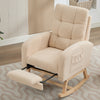 Rocking Chair w/ Adjustable Footrest for Living Room Teddy Fabric Rocking Chair