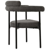 Modern Dining Chairs set of 2 Grey Faux Suede Upholstered Padded Seat Armchairs