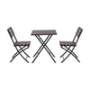 Bistro Table & Chairs Set Wood Grain Effect Garden Foldable Plastic 3 Piece Set