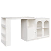 Multifunctional Storage Cabinet Kitchen Island with 360°Rotating Bar Table White