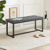 Grey Fabric Bed Bench End Stool Tufted Upholstered Accent Chair Ottoman Seat